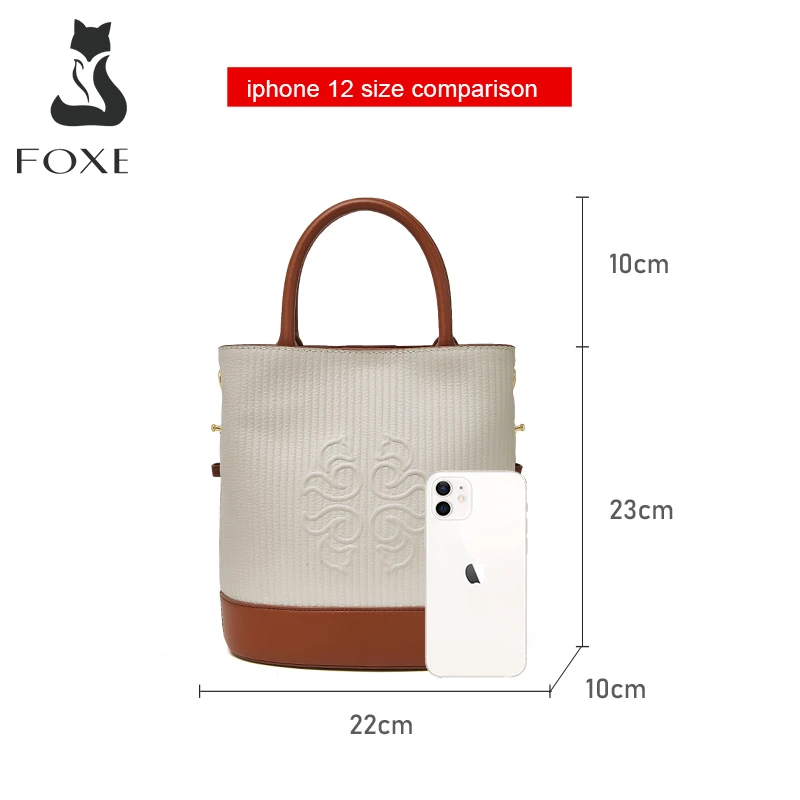 FOXER Female Genuine Leather Small Handbag Lady Simple Shoulder Crossbody Bag Women's Fashion High Quality Cowhide Commute Totes