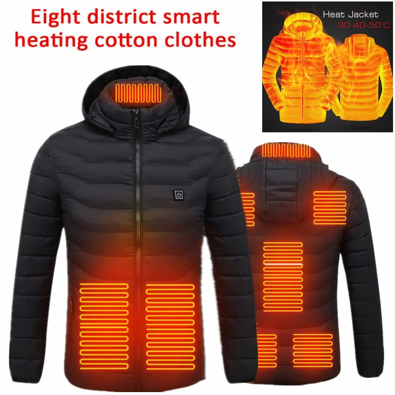 Helisopus Winter New USB Electric Heating Jacket Outdoor Ski Hunting Warm-up Heating Pad Cloth Warm Clothes Jacket Black Unisex