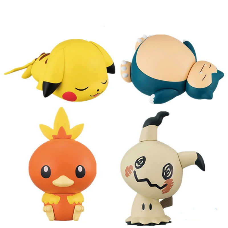 

Pokemon Pikachu Eevee Piplup Rowlet Snorlax Mimikyu Mew Gengar Assembing Anime Figure Collection Desktop Ornament Christmas Gift