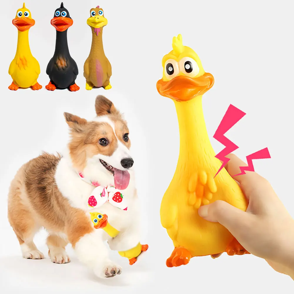 Screaming Chicken Squeeze Sound Toy Rubber Pig Duck Squeaky Chew Bite Resistant Toy Puppy Training Interactive