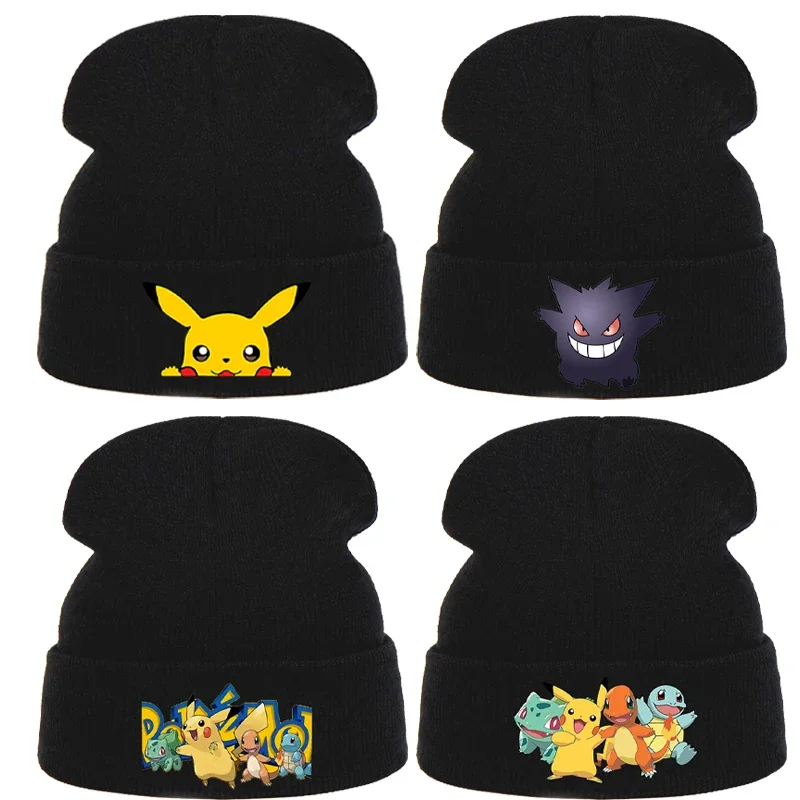 Шапка-бини Pokemon Pikachu Gengar осенне-зимняя новая вязаная шапка-боб мужские и женские