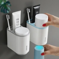 toothbrush holder automatic toothpaste dispenser squeezerwall mount couple toothbrush cup storage rack bathroom accessories set