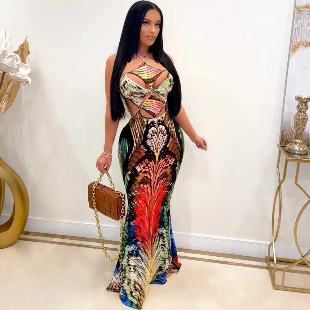 Сексуальное женское платье в африканском стиле юбка-годе длинная юбка с принтом