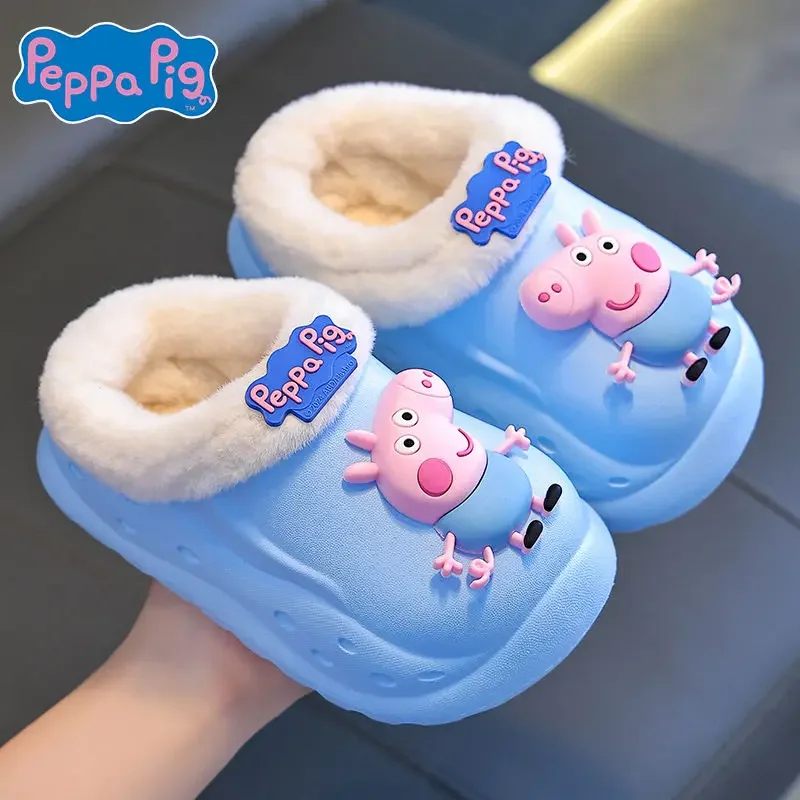 Хлопковые тапочки Свинка Пеппа зимние домашние теплые нескользящие