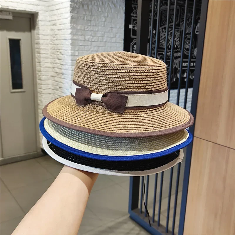 Летняя кремовая маленькая шляпа с британским бантом женская весенне-летняя