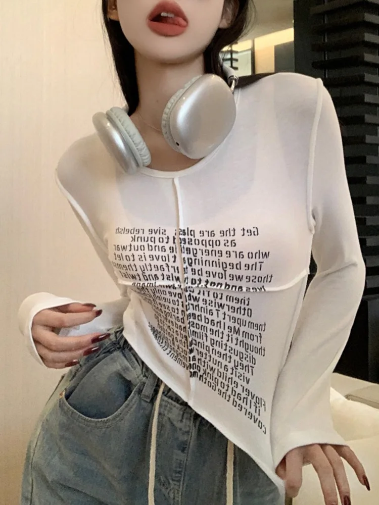 

Женская футболка с длинным рукавом, с надписью, Y2k