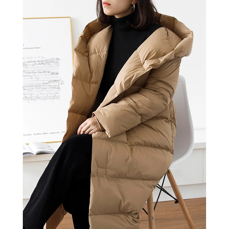 2022 Fashion women Down Jacket Long Winter Oversized Warm Thick Casual Coat Female High Street Bat Sleeve Large Size Down Parkas