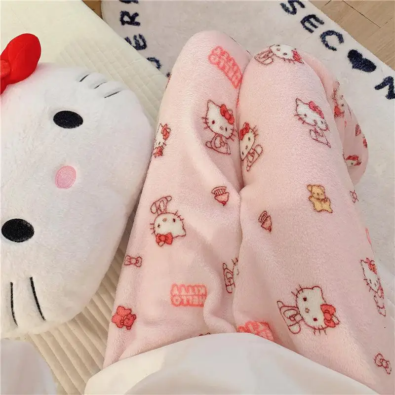 MINISO Бархатные Пижамные Брюки Kawaii Hello Kitt