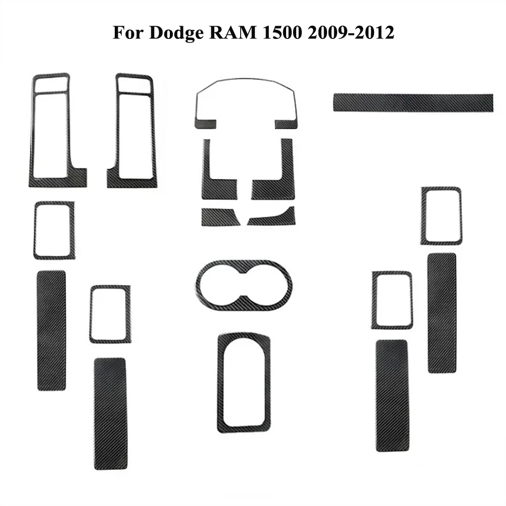 

Carbon Fiber Black Car Stickers Parts Decorative Cover Trim For Dodge RAM 1500 2009 2010 2011 2012 Interior Moulding Accessories