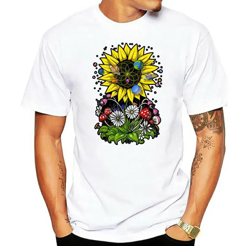 

Hippie Sunflower Psychedelic Sacred Geometry Flower Of Life T-Shirt