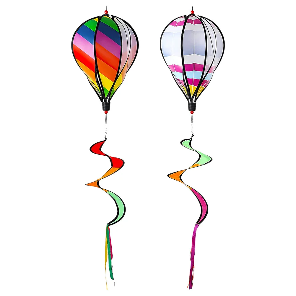 

2 Pcs Wind Mills Outdoor Accessories Spiral Hot Air Balloon Windmill Yard Pendant Sequins Hanging Spinners Pvc