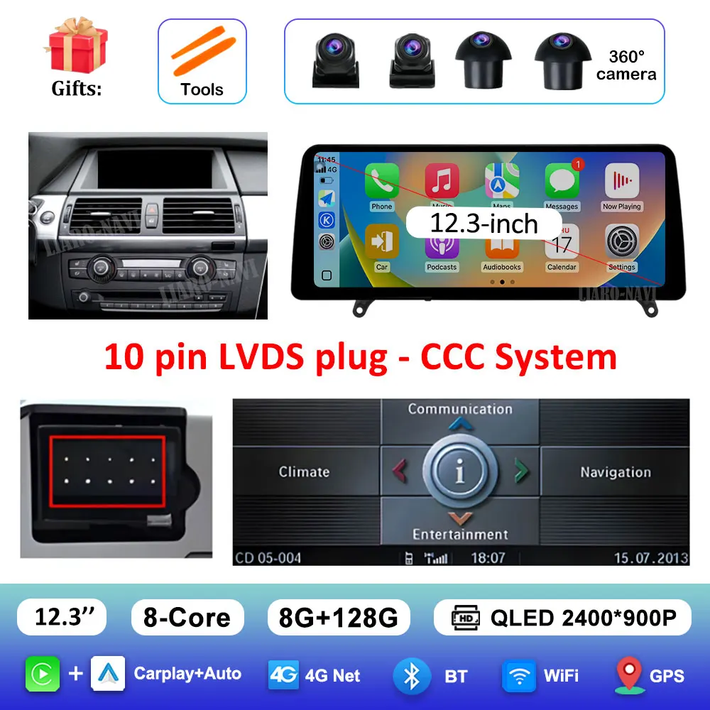 

Android 14 для BMW X5 E70 X6 E71 2008-2013 CCC CIC Система Автомобильный видео Мультимедийный плеер BT 4G Ультратонкий экран Автоаксессуары