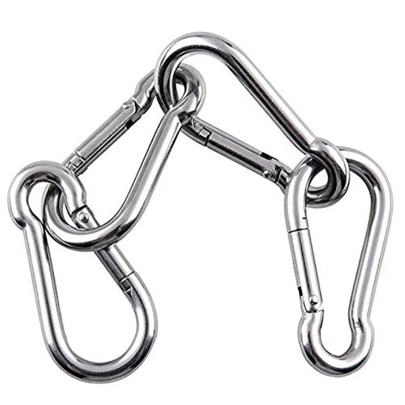 

4Pcs M6 Spring Snap Hooks Heavy Duty Stainless Steel 304 Swing Set Accessories Fit For Gym,Camping,Traveling Retail