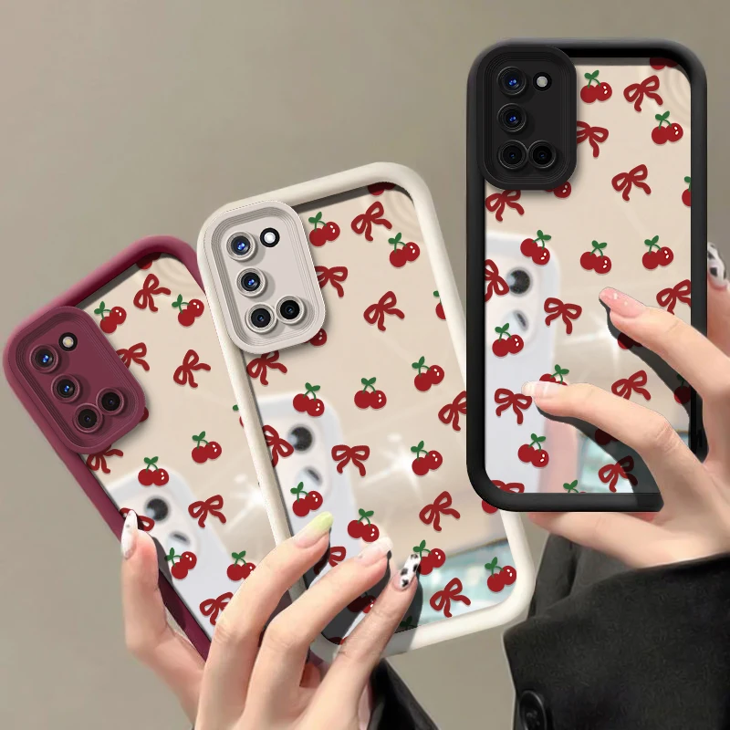 Корейский силиконовый чехол с милым вишневым бантом для OPPO F17 Pro 4G F27 5G F25 F23 F21 F19S F19