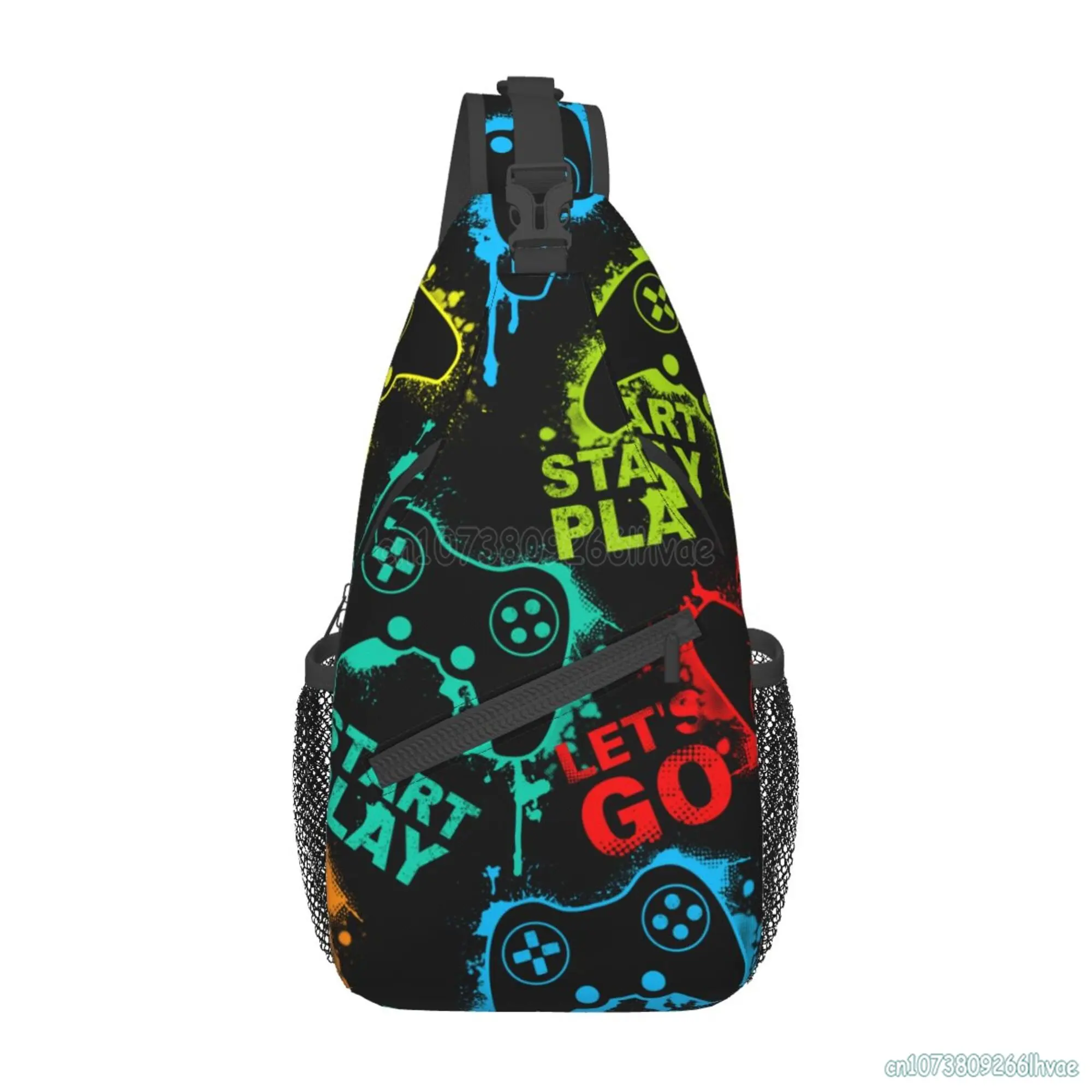 

Abstract Gamepad Weapon Gamer Gaming Sling Bag Unisex Casual Crossbody Backpack Shoulder Daypack for Travel Camping Hiking