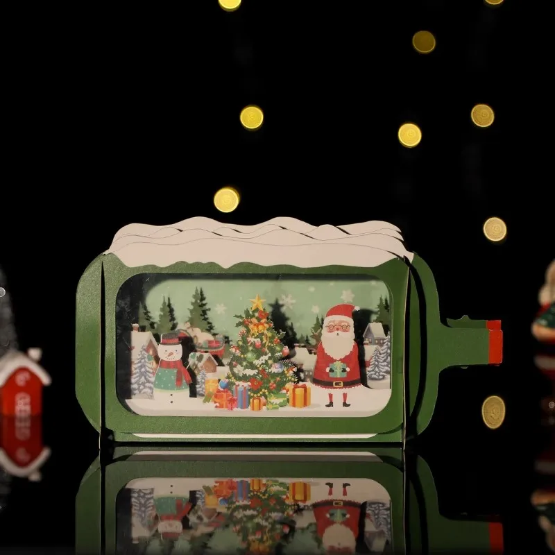 Рождественская открытка 3D бутылка для дрифта поздравительные открытки