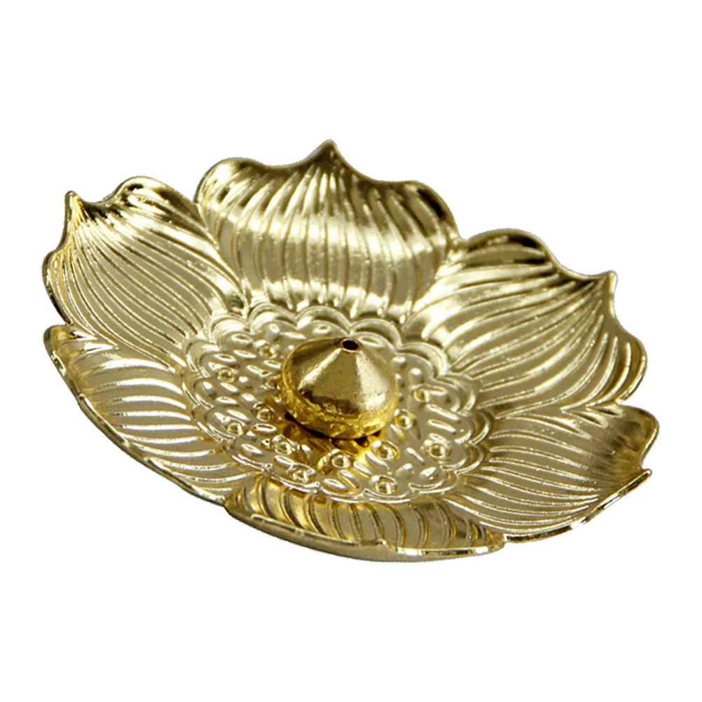 Golden Flower Incense Holder Desktop Tray Middle Eastern Incense Holding Plate