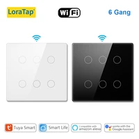 loratap smart life 6 gang brazil touch panel light switch tuya app remote google home alexa voice control automation residential