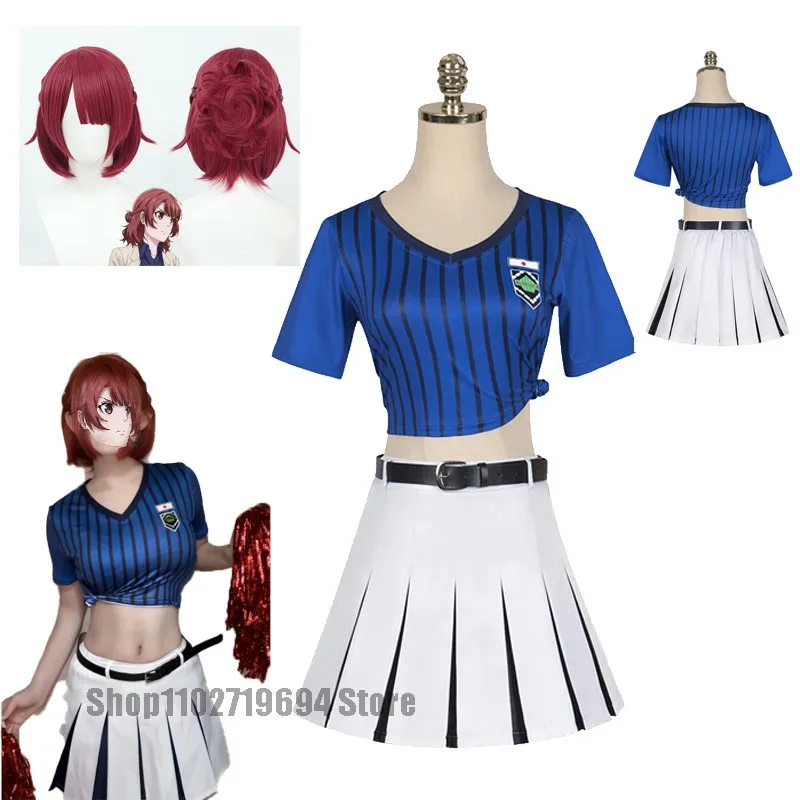 Anime Blue Lock Anri Teieri Cosplay Costume Wig Cheerleading Uniform Hot Skirt Suit Football Union Halloween Party Women Dress