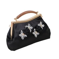new women silk diamond flowers evening bags banquet handbags totes fashion clutch wallets with chain 2 colors drop shipping