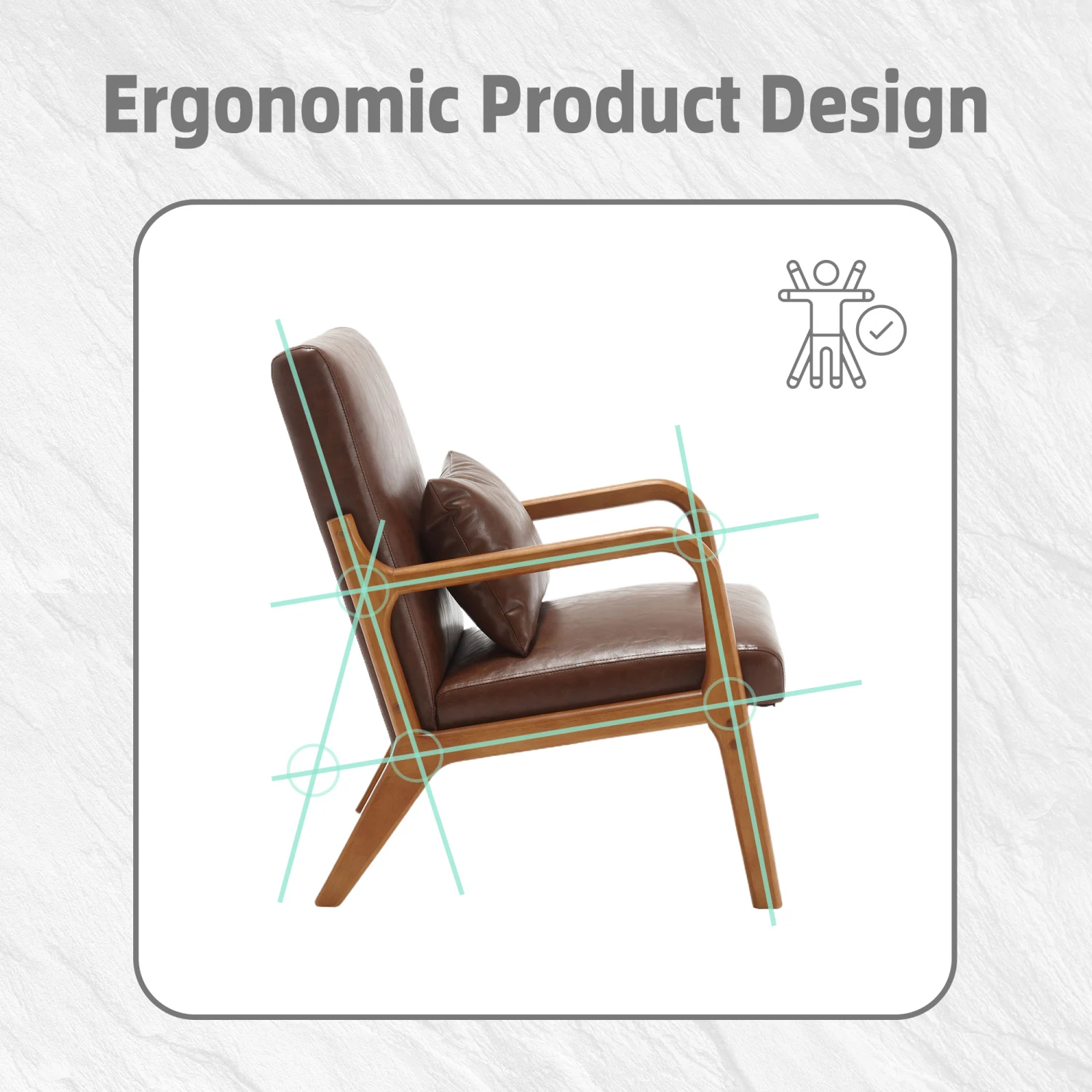 Стул Coolmore Modern Accent с подкладкой из массива дерева и одной подушкой — коричневая