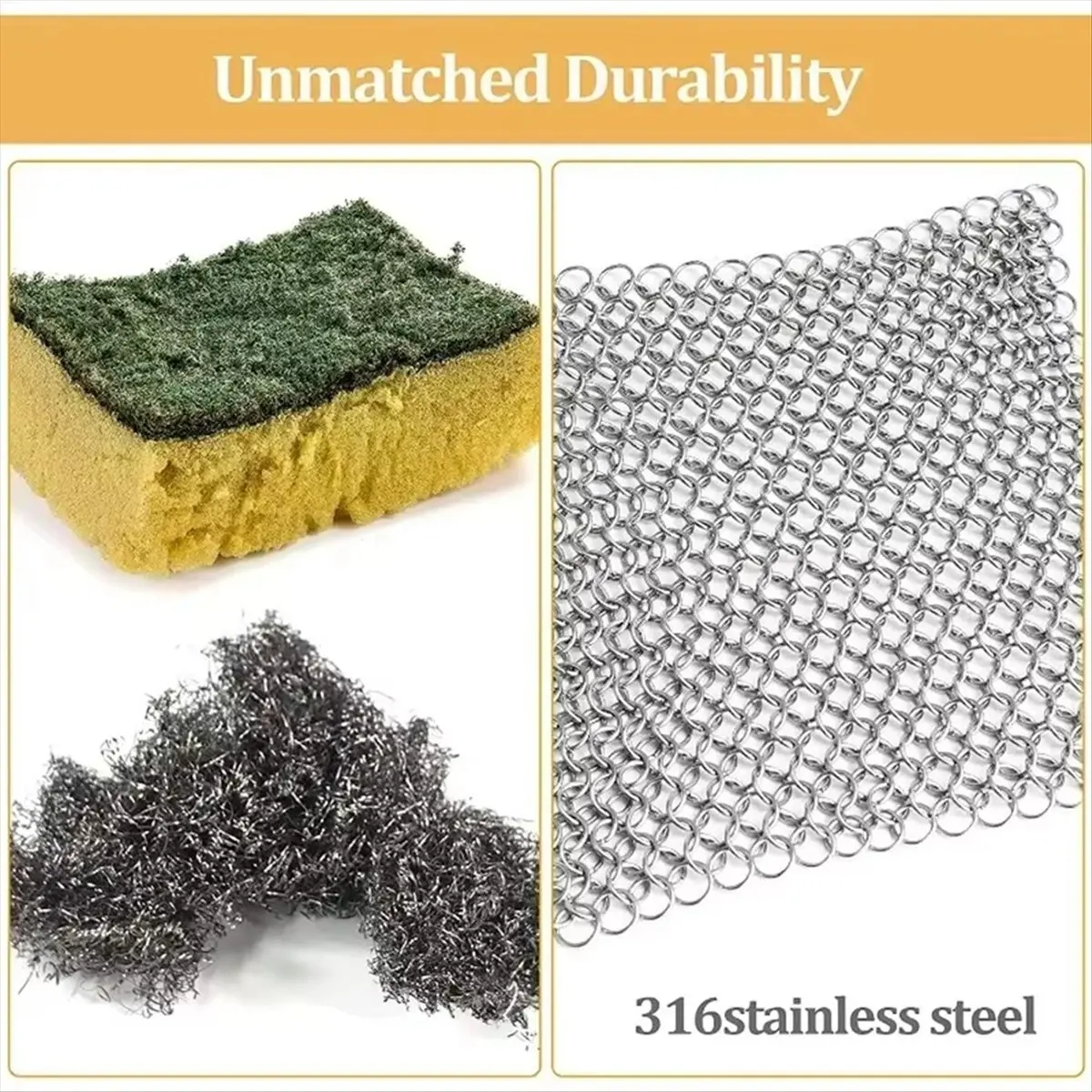 Фото Щетка для чистки кухни A95G, сетчатая, из нержавеющей стали, для кастрюль, скребок для гриля, щетка для чугуна, кухонная щетка B №4