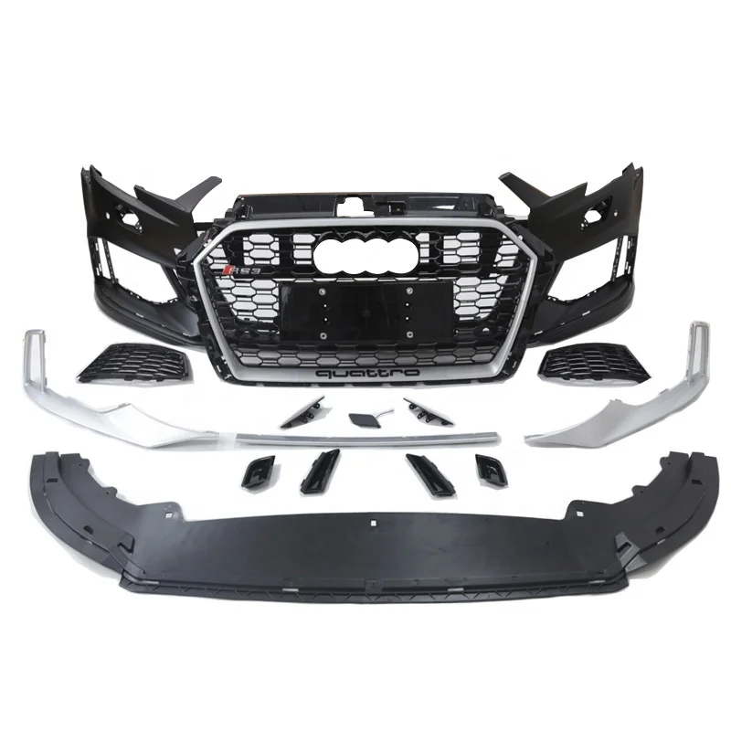 2017 2018 2019 A3 S3 RS3 Front Bumper with Grill For A3 S3 8P bodykit facelift RS3 car bodikits bumper 2017 2018 2019