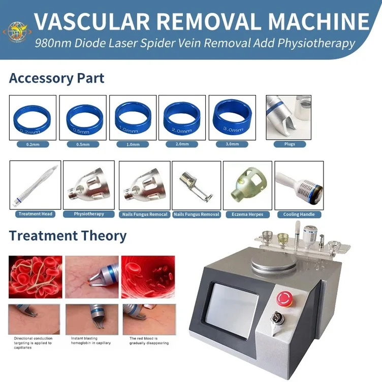 

5 In 1 Skin Clinic Use Vascular Spider Vein Removal For Red Blood Removal And Permanent Blood Vessels Removal 980Nm