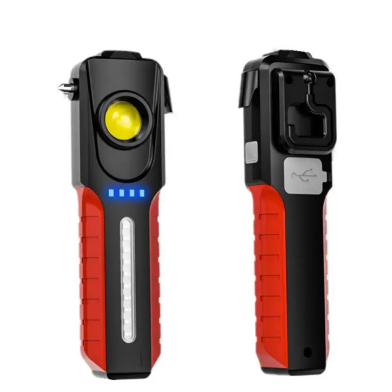Купи Car Flashlight Super Bright LED Lights With Safety Hammer And Strong Magnets Side Light Self-defense Outdoor Emergency Torch за 496 рублей в магазине AliExpress