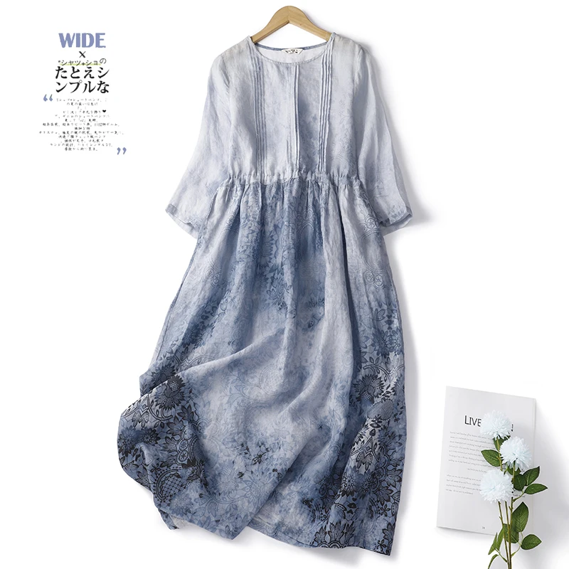 Платье Limiguyue женское ТРАПЕЦИЕВИДНОЕ с круглым вырезом, тонкое ...