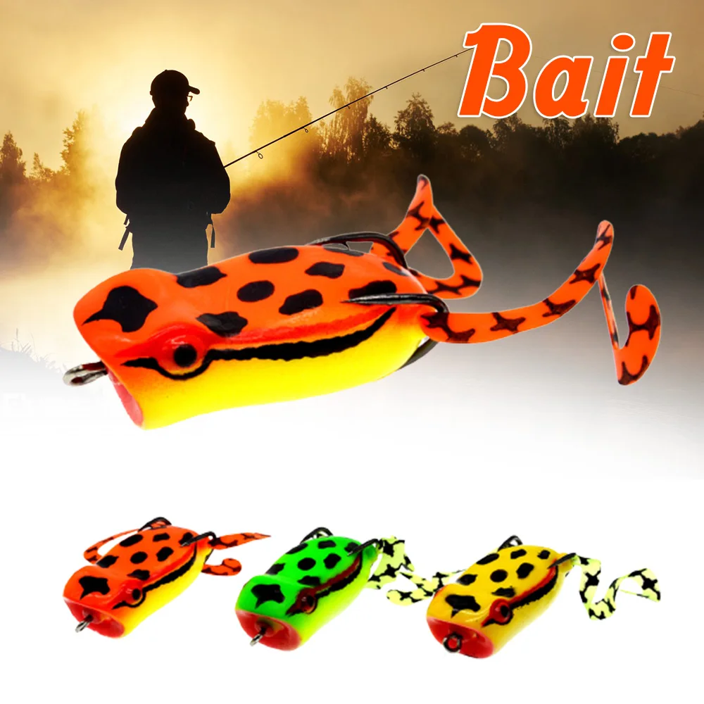 

Fishing Lures Frog Shape with Double Hooks for Fishing Accessories Bait Durable 3 Colors PVC EDF