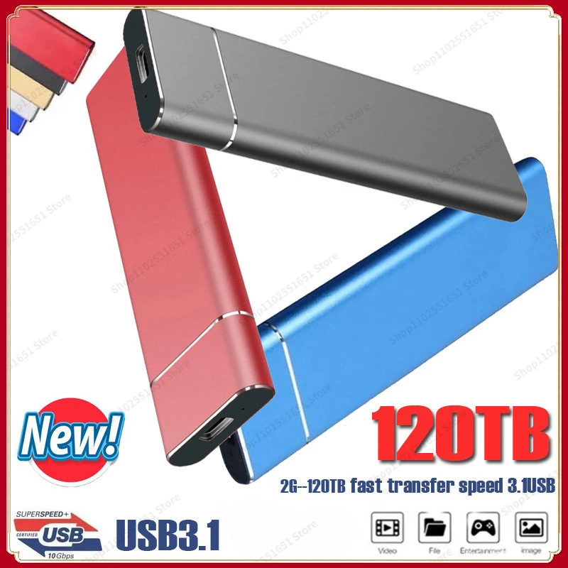 

Portable SSD 128TB 64TB External Solid State Drive 32TB 4TB High Speed External Hard Drive M.2 USB 3.1 Interface Mass Storage