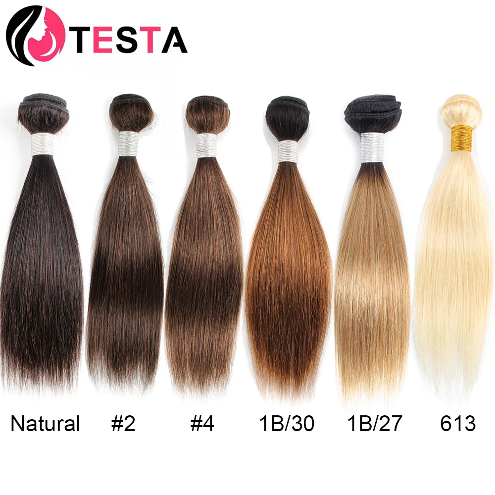 

Testa 4 Human Hair Bundles 50g/Pcs Natural Color Ombre Honey Blonde For Short Bob Style Indian Hair Extension 10-16 Inch