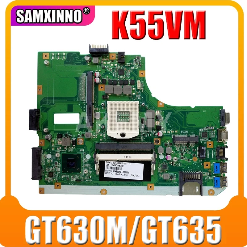 

Материнская плата для ноутбука ASUS K55VM K55VJ K55V R500V REV.2.0/2,1/2,2/2,3 GT630M/GT635/2G, протестированная на 100% рабочая оригинальная материнская плата