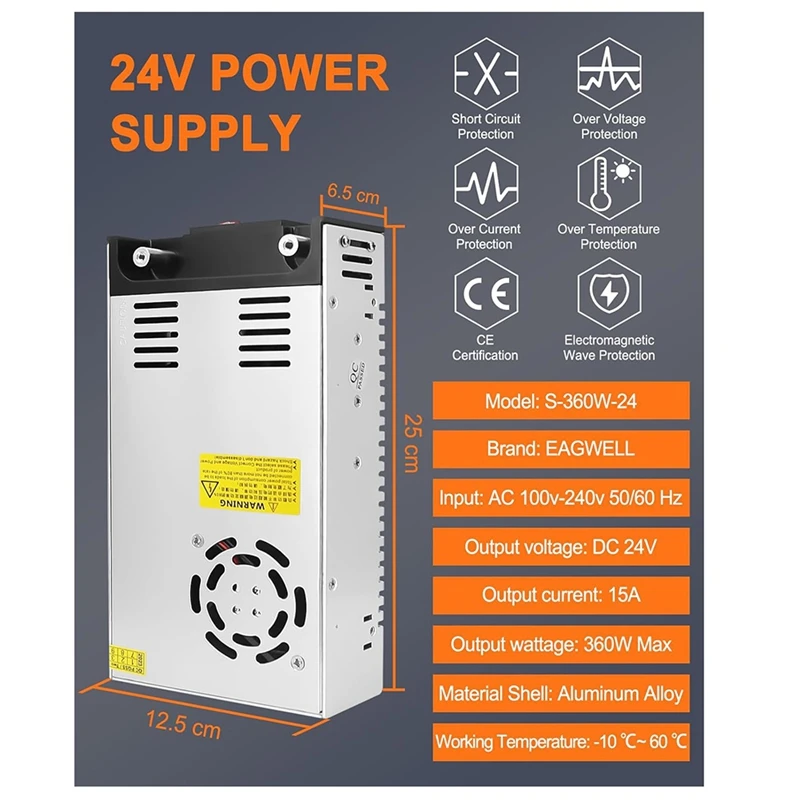 Версия источника питания постоянного тока 24 В 15 А 360 Вт преобразователь