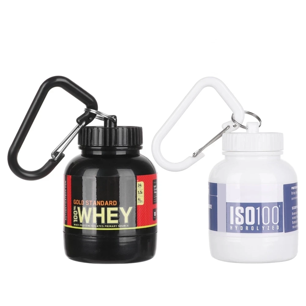 

100ML Portable Protein Container Powder Bottle with Whey Keychain Health Funnel Medicine Box Small Water Cup Bottles,Jars Boxes