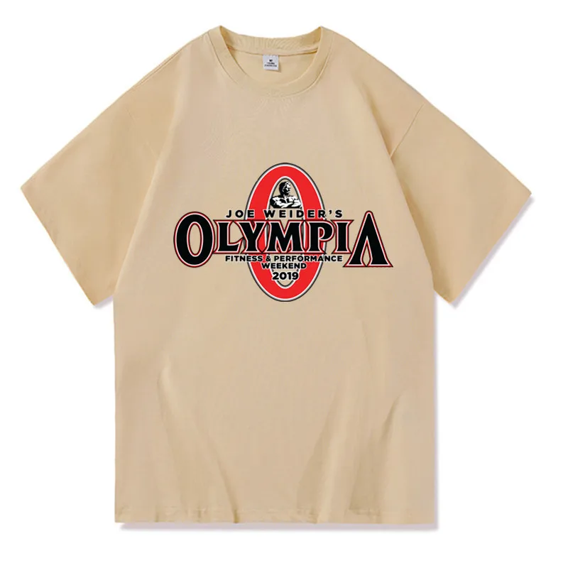 

Hip Hop Summer 100% Cotton OLYMPIA Men Gyms T Shirt Men Casual O-neck T-shirts Male High Quality Classic Clothing Tees Tops