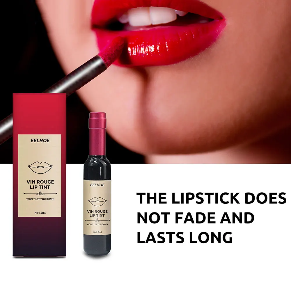 

Red Wine Shape Lipstick Portable Creative Waterproof Non-fading Non-stick Cup Moisturizing Red Wine Bottle Lip Glaze