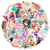 50 kawaii cute anime fairy tale princess stickers cartoon hand account material children water cup mobile phone suitcase sticker