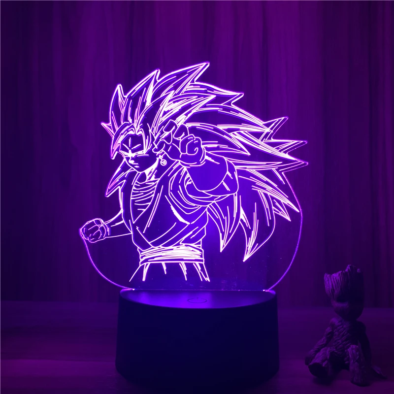 Naa Dragon Ball Z Goku Super Saiyan 3 фигурка 3D ночник 7 цветов Сенсорная настольная лампа Модель