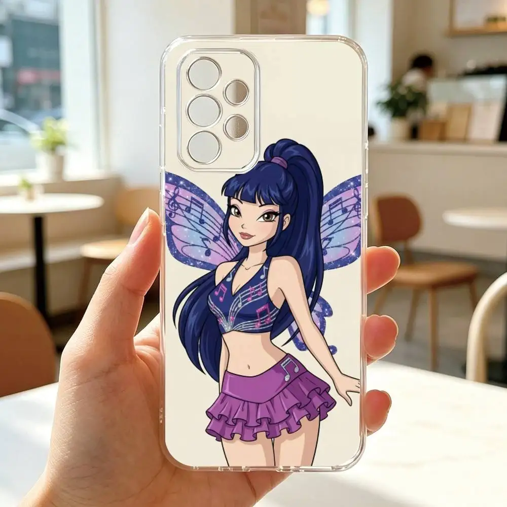 Фото Чехол для телефона W-Winx Clubs, прозрачный, силиконовый, мягкий, для Samsung S25, S24, S21, S22, S23, S30, Ultra, S20, Plus, Fe №5