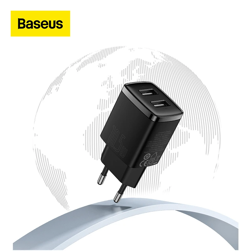 Baseus 10.5W Dual USB Charger Mini Plug Adapter Fast Charge For iPhone 13 12 Pro Max Xiaomi Portable Mobile Phone Travel Charger