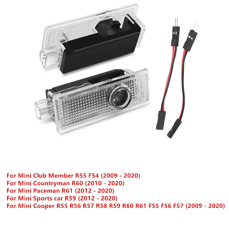 

2X светодиодный проектор двери автомобиля, автомобильные приветственные огни для Mini Cooper Works R55 R56 R50 R53 R60 R61 F54 F55 F56 F60 автомобильные аксессуары