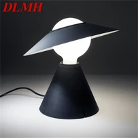 dlmh modern simple table lamp creative straw hat design led desk light for living room bedroom bedside decorative