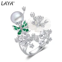 laya natural pearl ring for women pure 925 sterling silver delicate white flowers fine jewelry handmade enamel