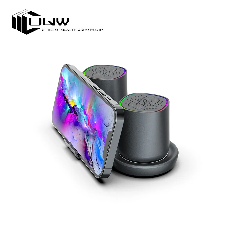Bluetooth-динамик OQW со светодиодной подсветкой Hi-Fi мини-динамик синего цвета с