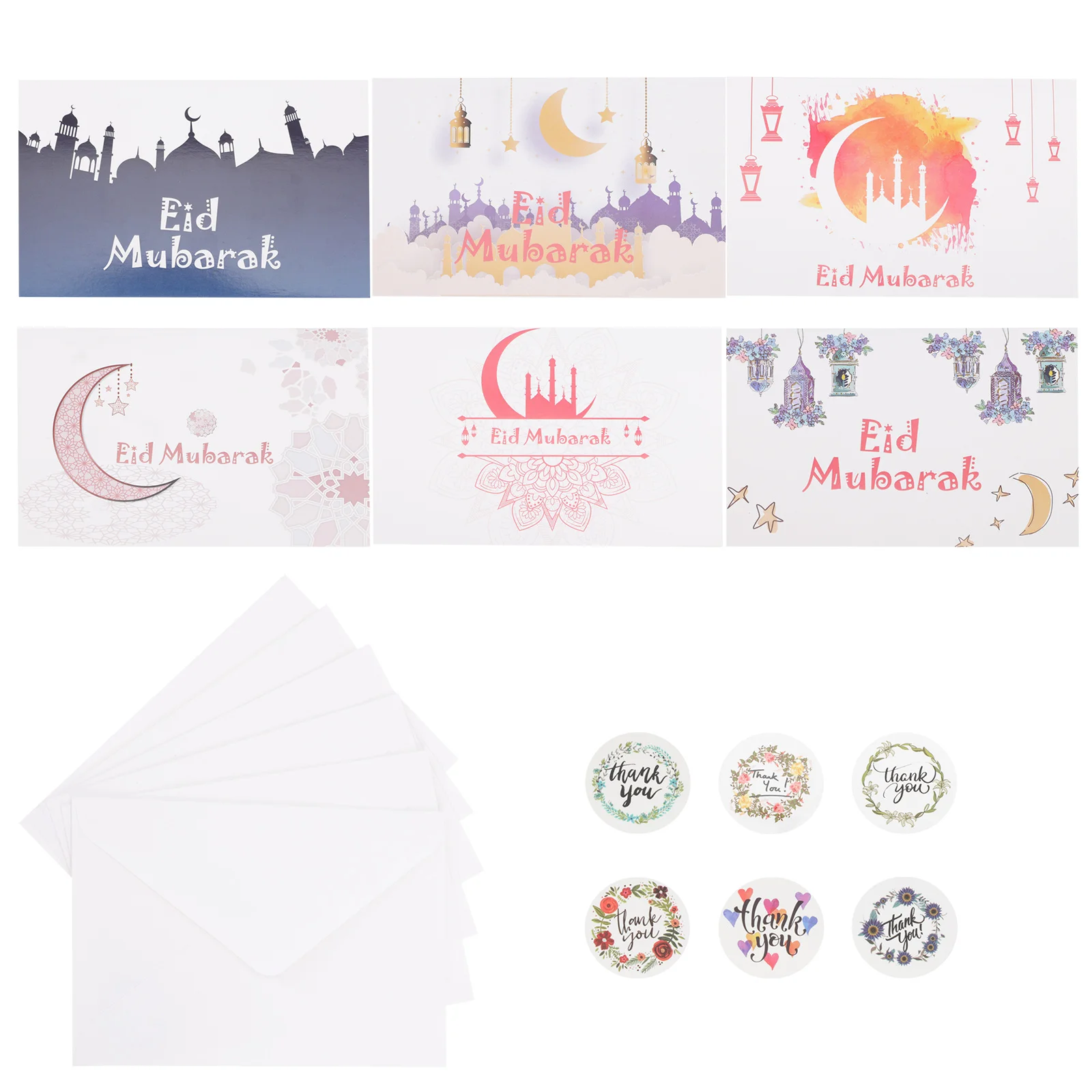 

2 Sets Blessing Cards Festival Greeting Cards Paper Eid Ramadan Blessing Cards