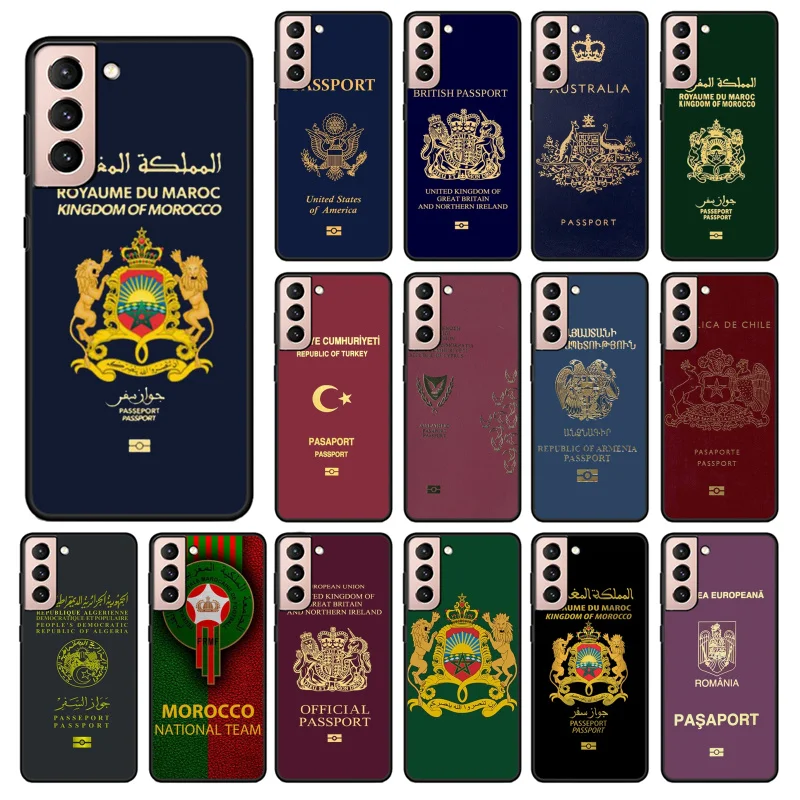 

Morocco Passport Phone Case for Samsung S30 S23 S22 S20 Ultra S20 S22 Plus S11 S10 S9 Plus S21 Plus S10E