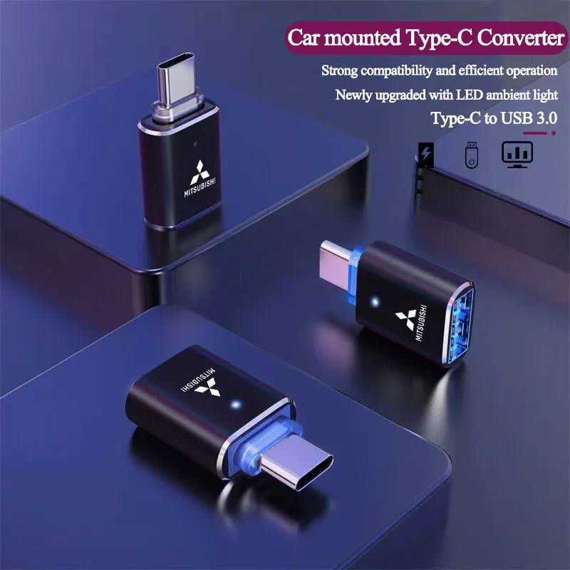 Адаптер USB-Type-C со светодиодной подсветкой OTG Micro Female разъем адаптера для Mitsubishi Delica