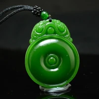 natural jasper green jade safe buckle pendant necklace china hand carving jewelry fashion jade pendant amulet men women gifts